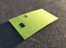 Trapă laterală stânga pentru autobuz 3 - Scania, verde, cu mâner și reflector