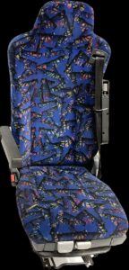 Scaun șofer scania model albastru cu model geometric colorat 1 Scaun șofer scania model albastru cu model geometric colorat