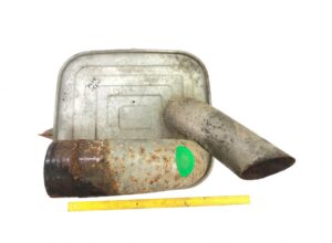 Tobă de eșapament mercedes 9734900001, a9734900001 – uzată, cu urme de rugină și semne de uzură