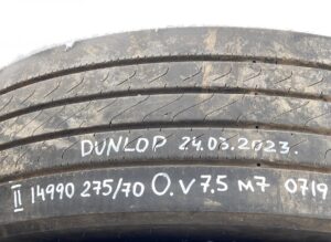 Roată dunlop 275/70 r22. 5, 24. 03. 2023