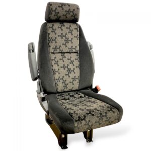 Scaun pasager single pentru scania - model modern cu tapițerie gri și negru 1 Scaun pasager single pentru scania – model modern cu tapițerie gri și negru