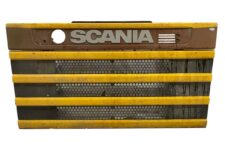 Grilă frontală Scania cu dungi galbene și plasă hexagonală