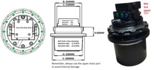 Transmisie finală komatsu pc75-11 cu porturi de scurgere superioare și dimensiuni detaliate 1 Transmisie finală komatsu pc75-11 cu porturi de scurgere superioare și dimensiuni detaliate