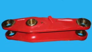 Link încărcător frontal volvo l150 – piesă de schimb roșie cu găuri de montare