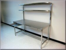 Masă de lucru din inox cu două rafturi și sertar, produs din tablă de inox de 3mm