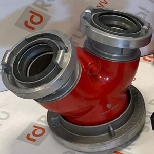 Colector tip bb-a cu două intrări și o ieşire flanşată, racorduri storz aluminiu, vopsit roșu 1 Colector tip bb-a cu două intrări și o ieşire flanşată, racorduri storz aluminiu, vopsit roșu