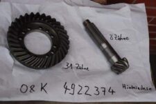 Coroană și pinion încărcător frontal O&K 4922374, 31 și 8 dinți, punte spate